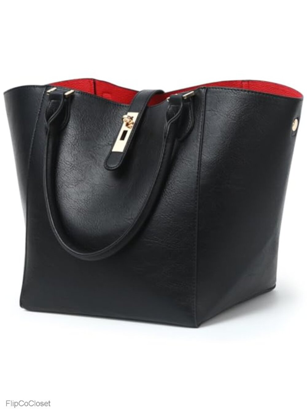 Large Faux Leather Work Tote Bag for Women Bucket Purses Handbags